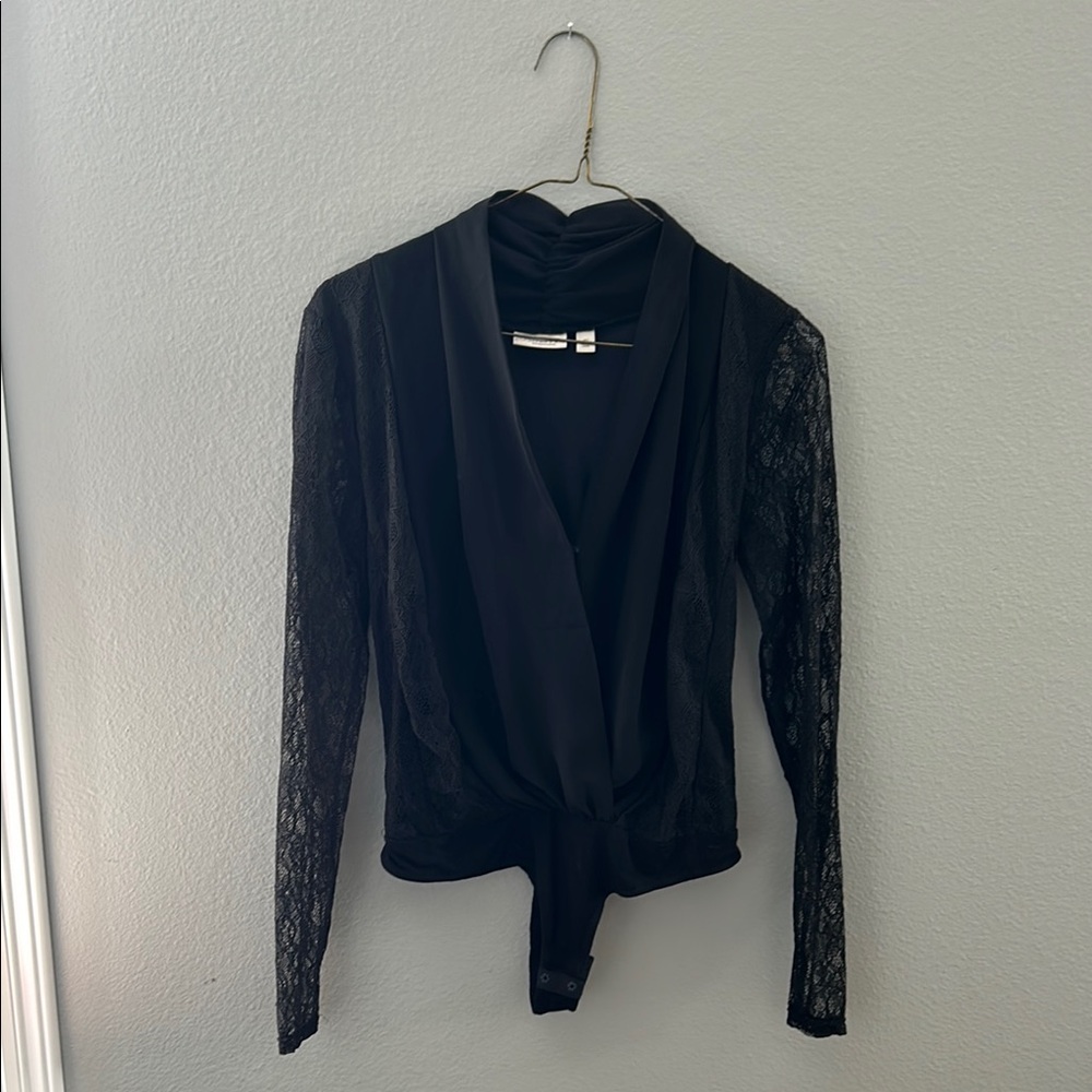 Eva Mendes Black Long Sleeve Wrap Blouse